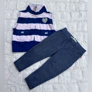 Carter’s Girl Striped Blue & Pink Vest and Levi’s Denim Leggings Size‎ 18M